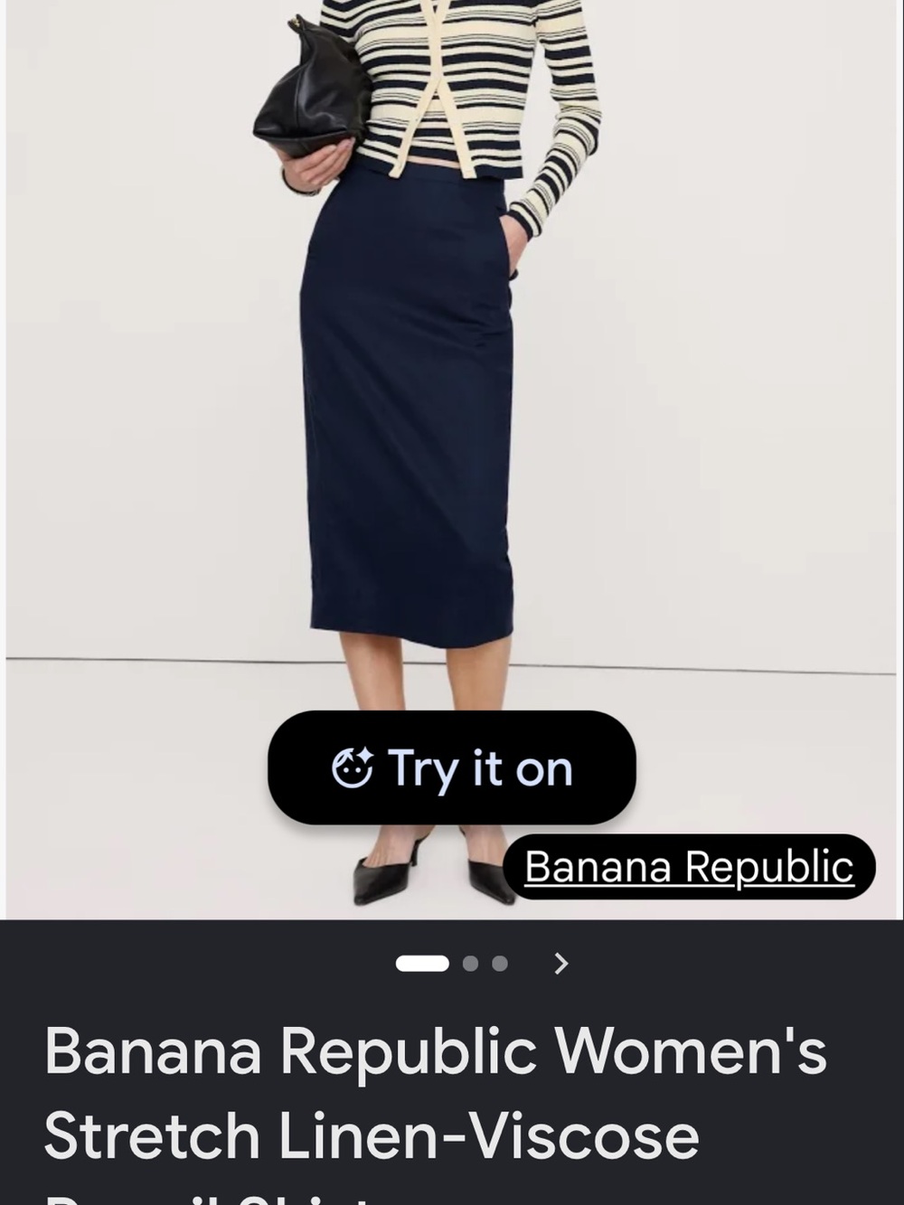 Banana Republic Navy Straight Midi Skirt